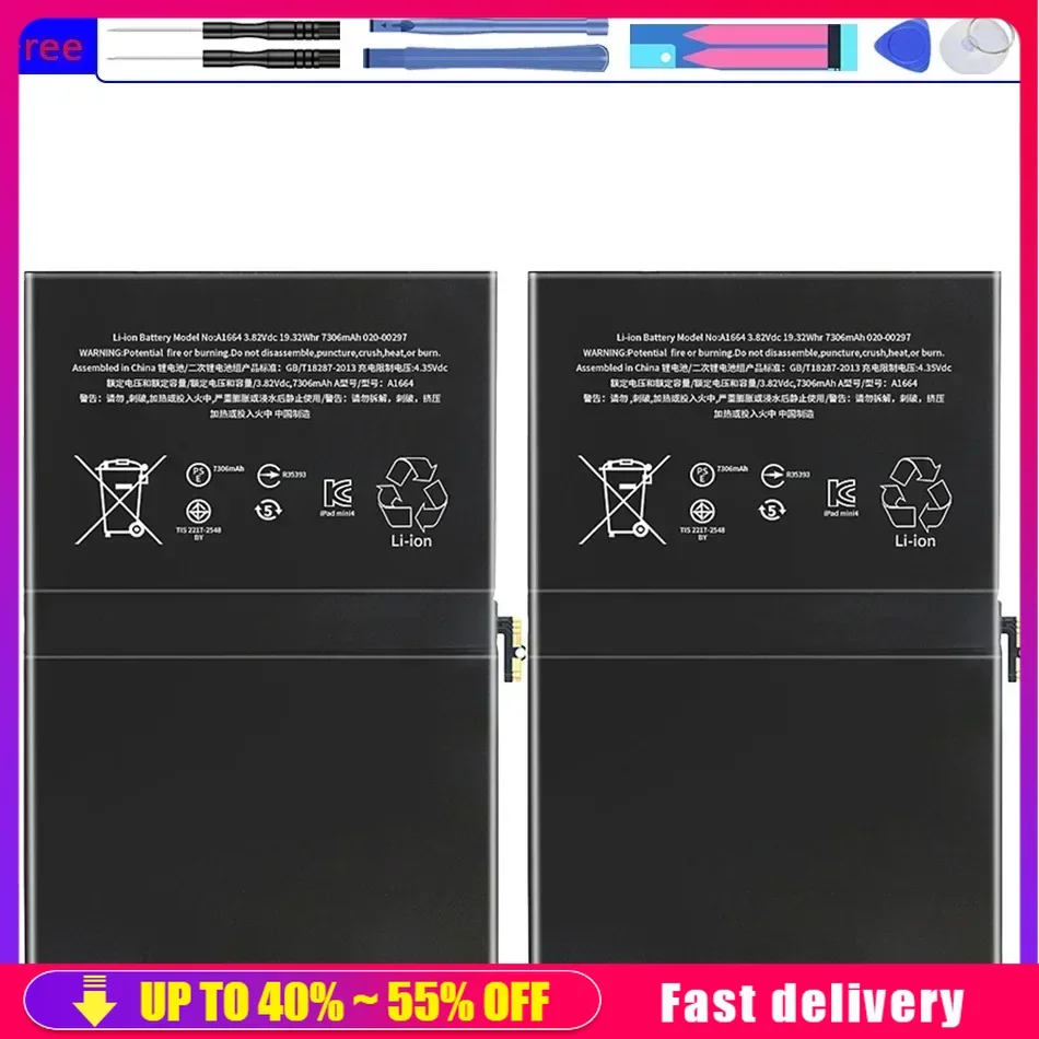 Replacement Battery Tablet 7306mAh For Apple iPad Pro 9.7 A1673 A1674 A1675 Rechargeable Portable Battery