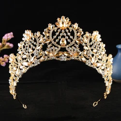 Luxury Baroque Bridal Crown Handmade Headdress Crystal Tiara Wedding Party Headpiece Jewelry Hair Accessories Decoration