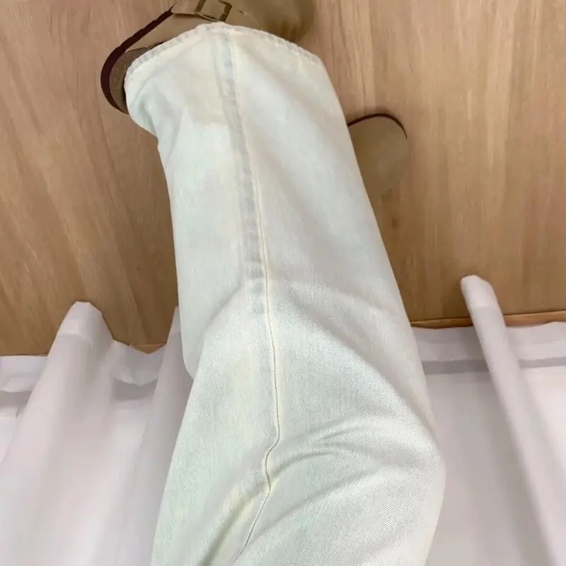 Women'S Palazzo Jeans Tie Dye Bleached Irregular Design Gradient Multi Color Artistic Bohemian Summer Beach Fresh Holiday