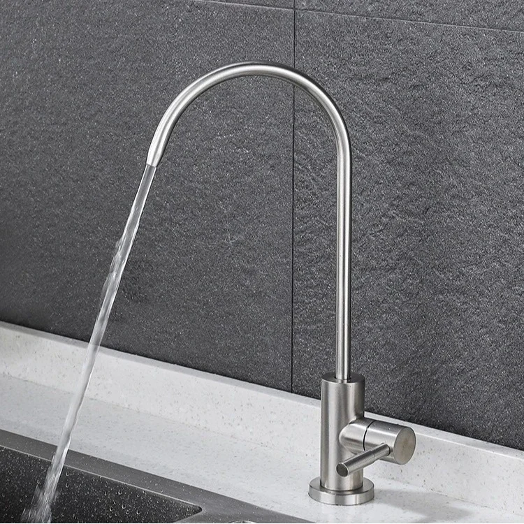 

Кухонный фильтрованный смеситель с одной ручкой, прямой кран для питья из нержавеющей стали, одинарный кран для холодной воды, бытовой кран для раковины