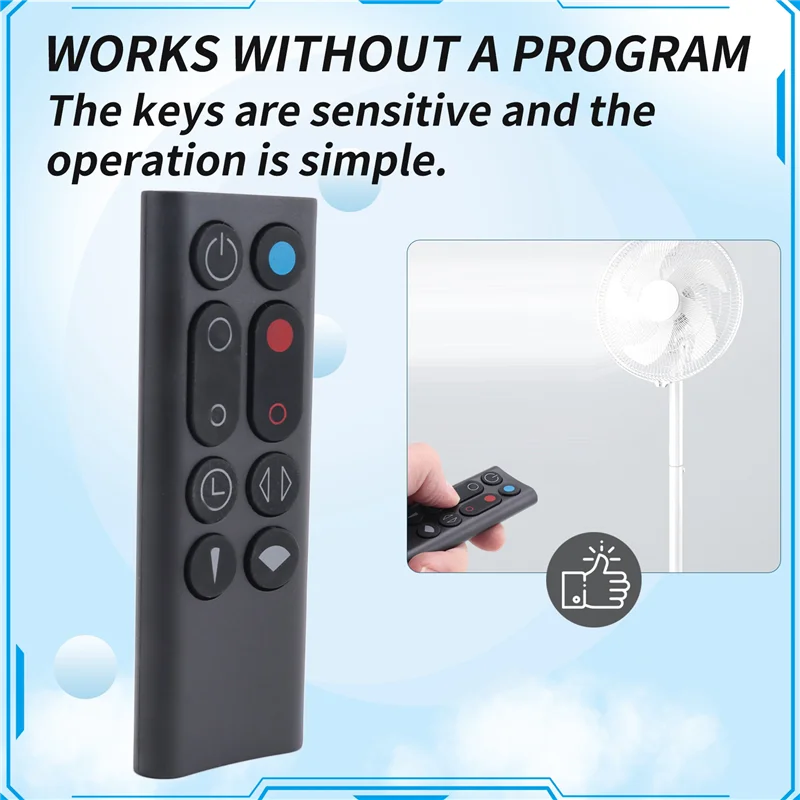 Цельный очиститель воздуха безлистный вентилятор с дистанционным управлением, подходит для Dyson AM09 HP00 HP01 Black-A58E