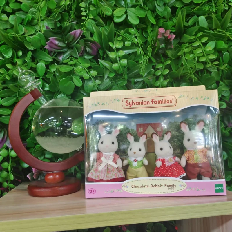 Famiglie Sylvanian Famiglia di conigli al cioccolato Famiglia Husky Epoch Floccaggio Superficie Fibra di poliestere Frasier Teri Coco Freya Giocattoli per bambini