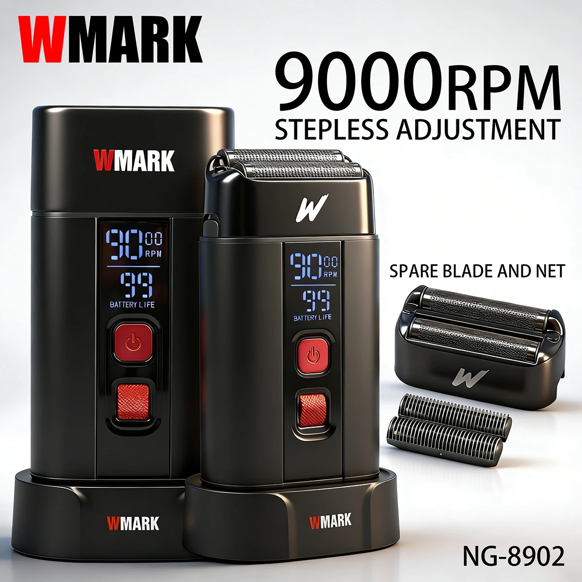 

Профессиональная электрическая машинка для стрижки волос WMARK NG8902, 9000 об/мин, сменное лезвие, сетчатая насадка, магнитная зарядная база, для парикмахерских и салонов красоты