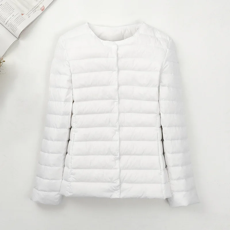 المرأة بطانة بطة أسفل سترة س الرقبة متغير الخامس الرقبة 2024 جديد أنثى خريف شتاء الدفء ياقة ضوء مبطن معطف منتفخ