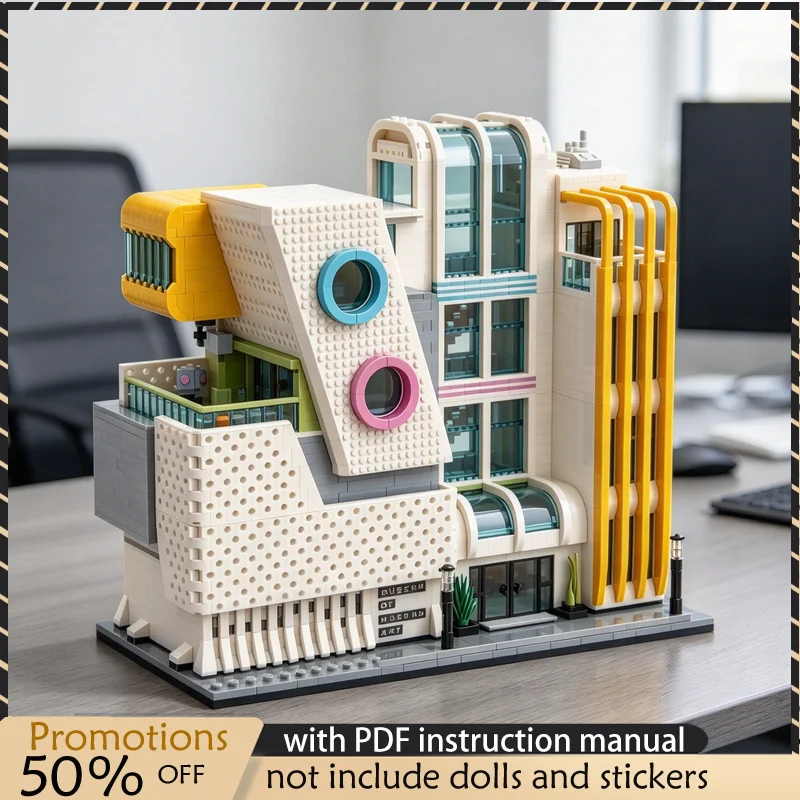 7859PCS MOC City Modular Street View Modern Art Museum Architecture Model Building Blocks DIY Assembly Toy Adult Collector Gift