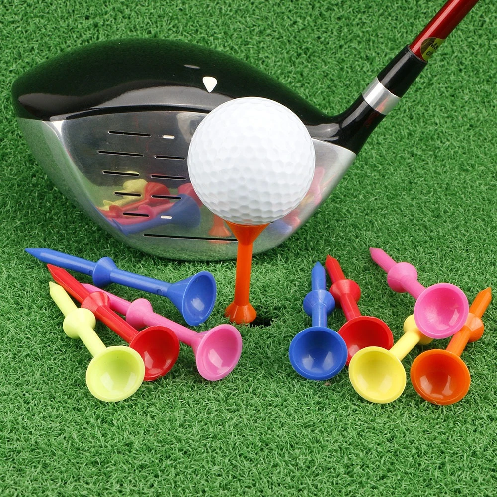 100 Pcs/set Golf Tees, Plastic Golf Ball Holder 83mm, Big Cup TEE 3 1/4 Inch, Reduce Friction, Mixed Colors Random Delivery