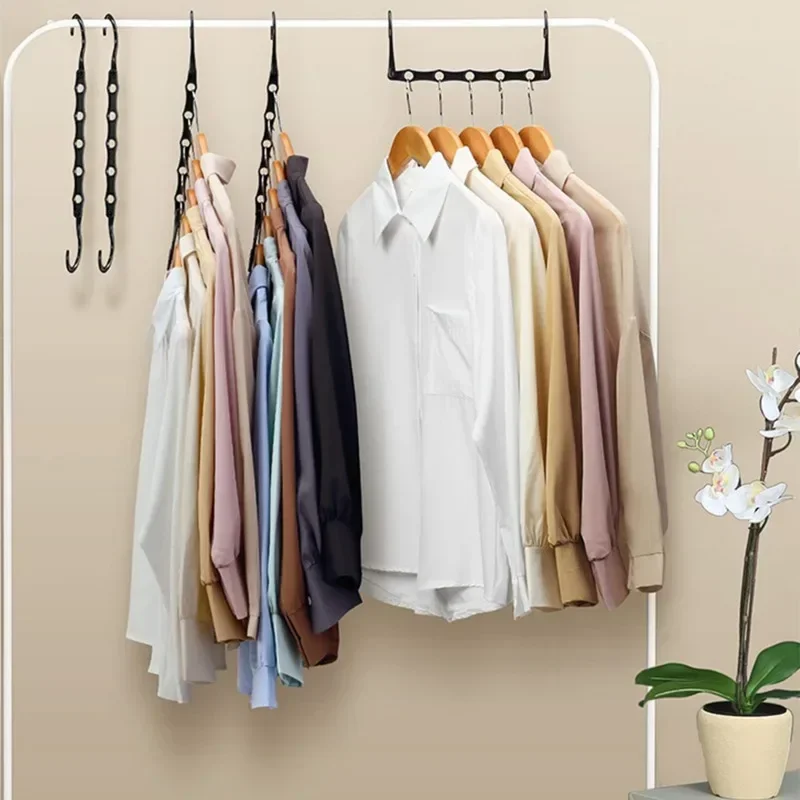 Multifunctional  Hook Hanger Space-saving 5 Holes Hanger Simple Folding Windproof Clothes Hanger Apartments Dorms Home