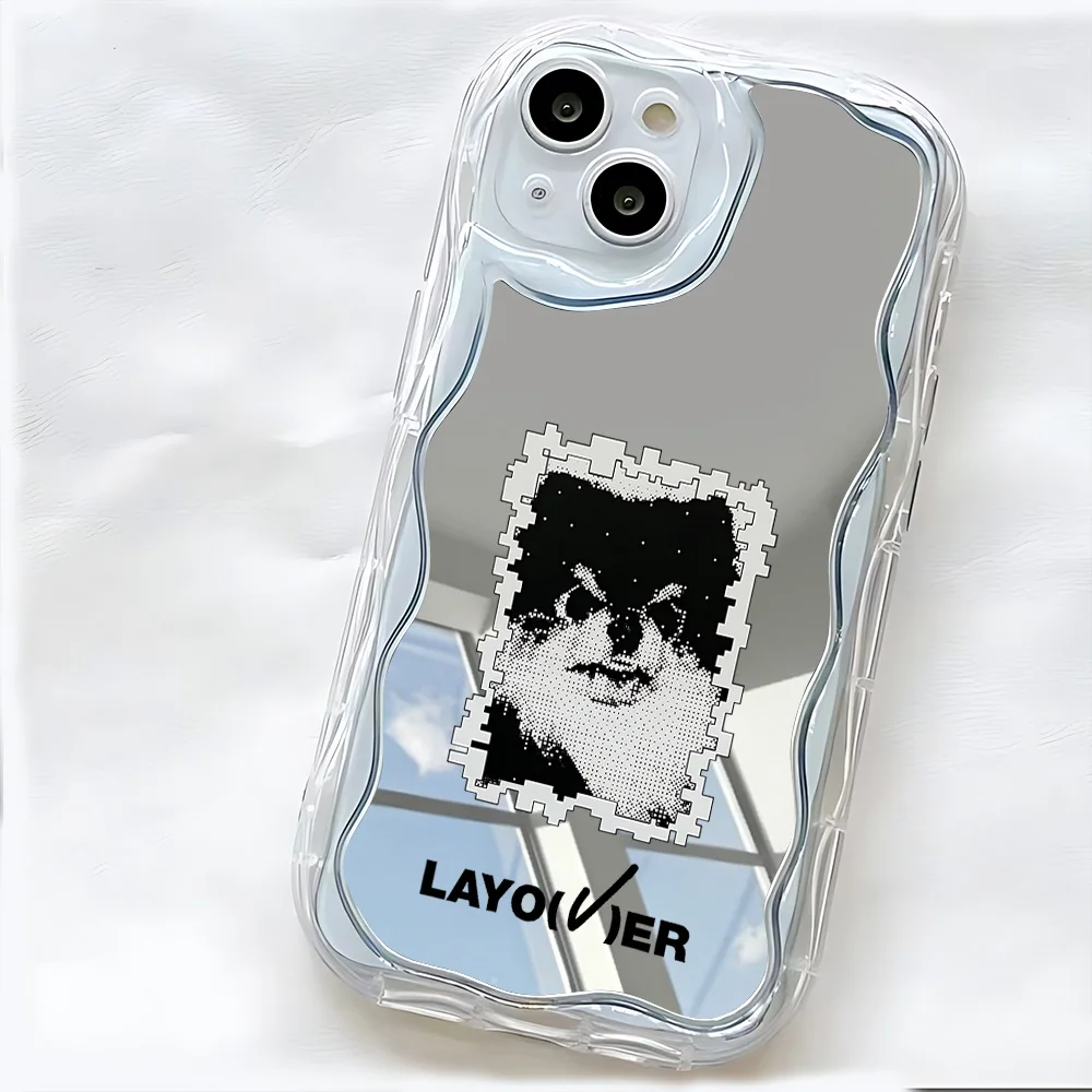 Cool Black Dog 3D Wave Clear Curly Makeup Mirror Phone Case For Samsung Galaxy S26 S25 S24 S23 S21 S20 FE Plus Ultra F06 4G 5G