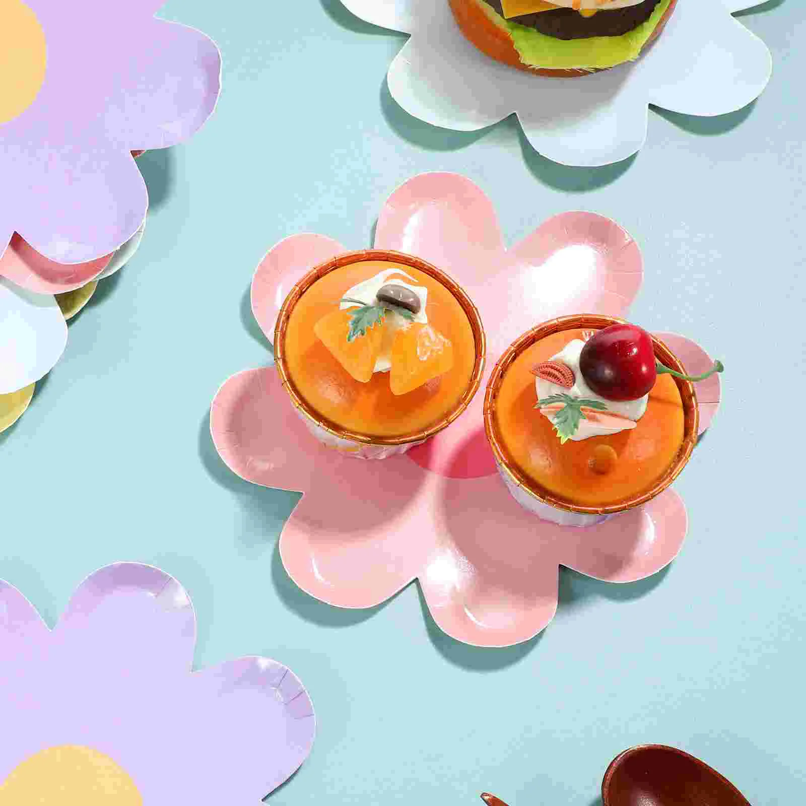 40 Pcs Flower Plate Elegant Plates Food Serving Paper Party Favors Dessert Excellent Workmanship Dinner Tableware Dinnerware