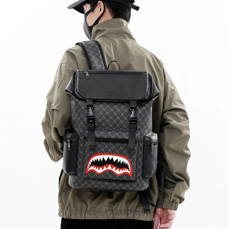 

Men's fashionable PU waterproof checkered backpack waterproof backpack mochila mochila masculina school bag сумка для ноутбука