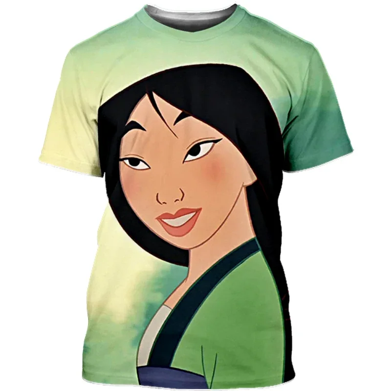 Disney Mulan 3D Printed T-Shirt Cartoon Animation Men Women Casual Fashion Oversized Short Sleeve Children's Round Neck T-Shirt