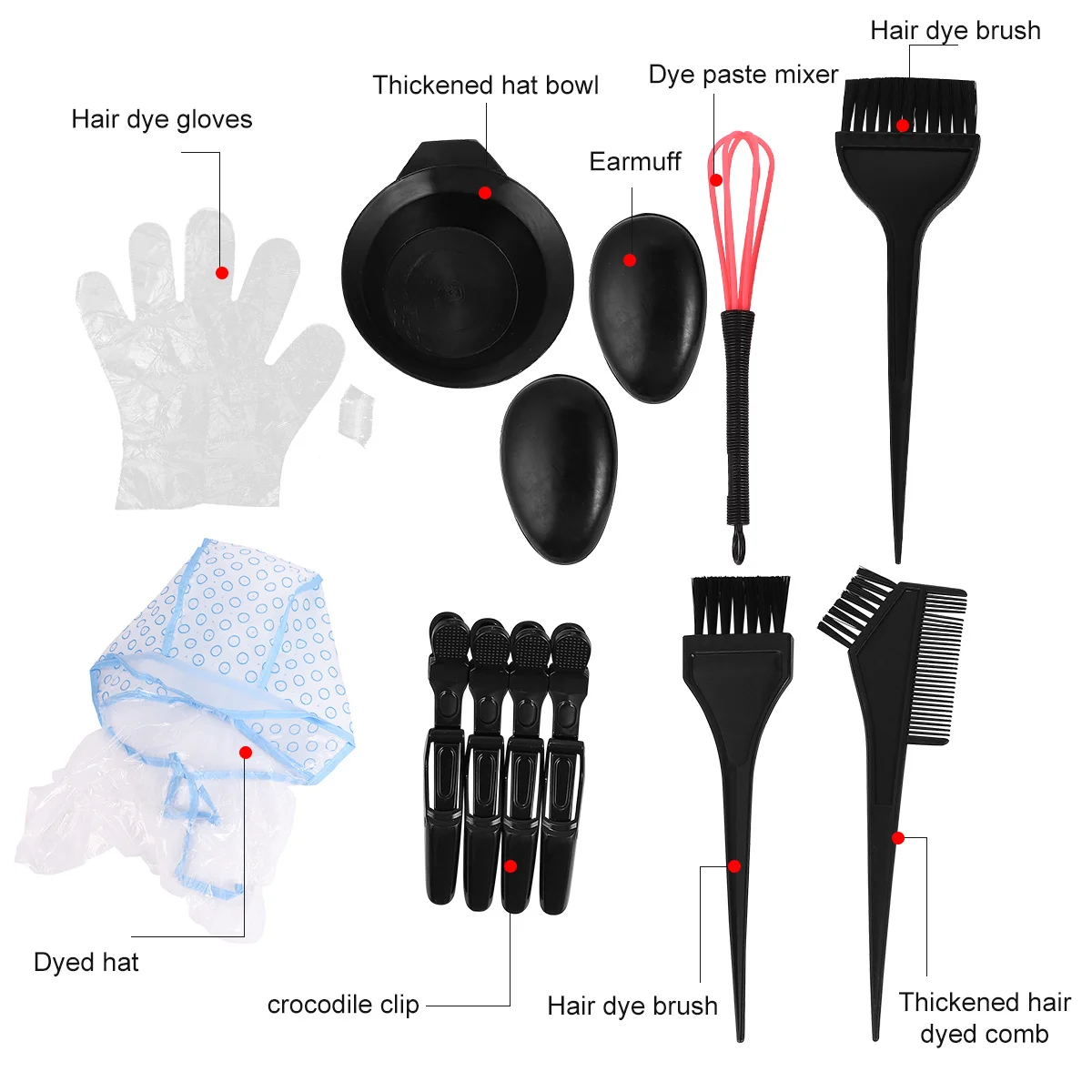 

15Pcs Hair Coloring Tool Set Essential Salon Home Hair Dyeing Kit Brush Bowl Comb Gloves Clips Cap Salon Supplies