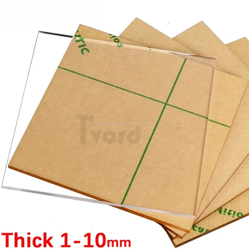 

Transparent Acrylic Plate Thick 1-10mm Perspex Plastic Sheet Organic Glass Plastic Board 50x100mm~300X300mm