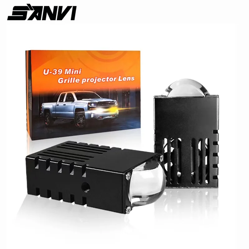 SANVI 2pcs 50W U-39 Mini Grille Bi Led Projector for Car Front Grille Motorycycle ATV Spotlight 9v-80v White Yellow LED Lilghts