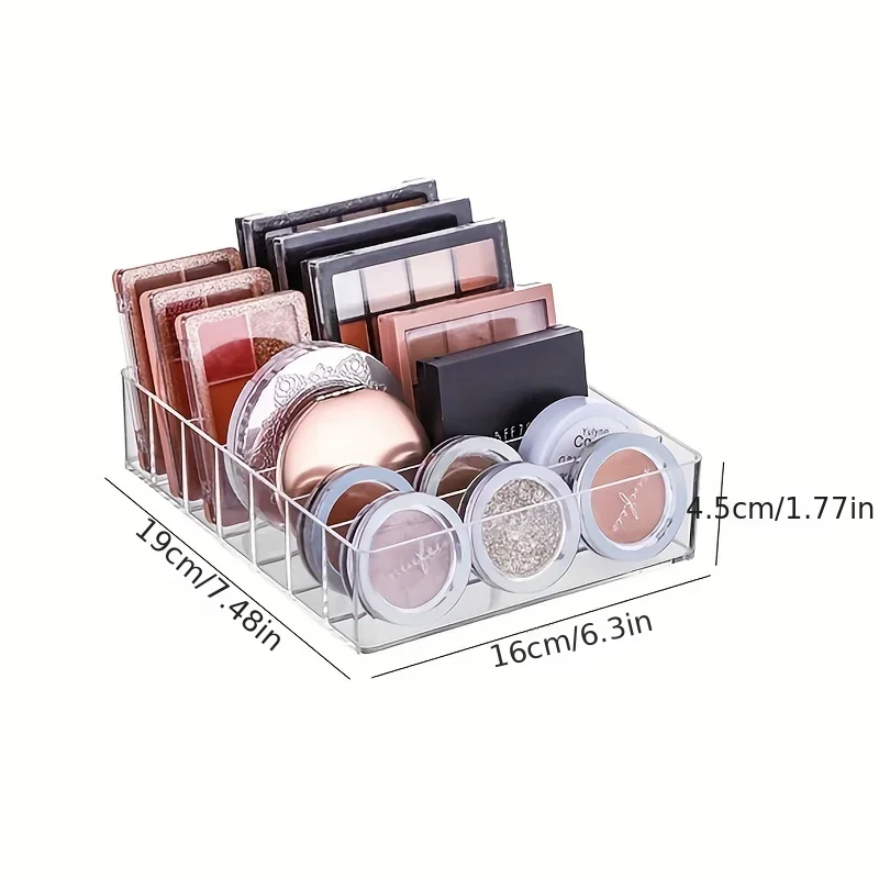 Transparent Eyeshadow Palette Storage Box, Cosmetic Powder Blush, Organizing Dressing Table Drawer Divider Lipstick Box