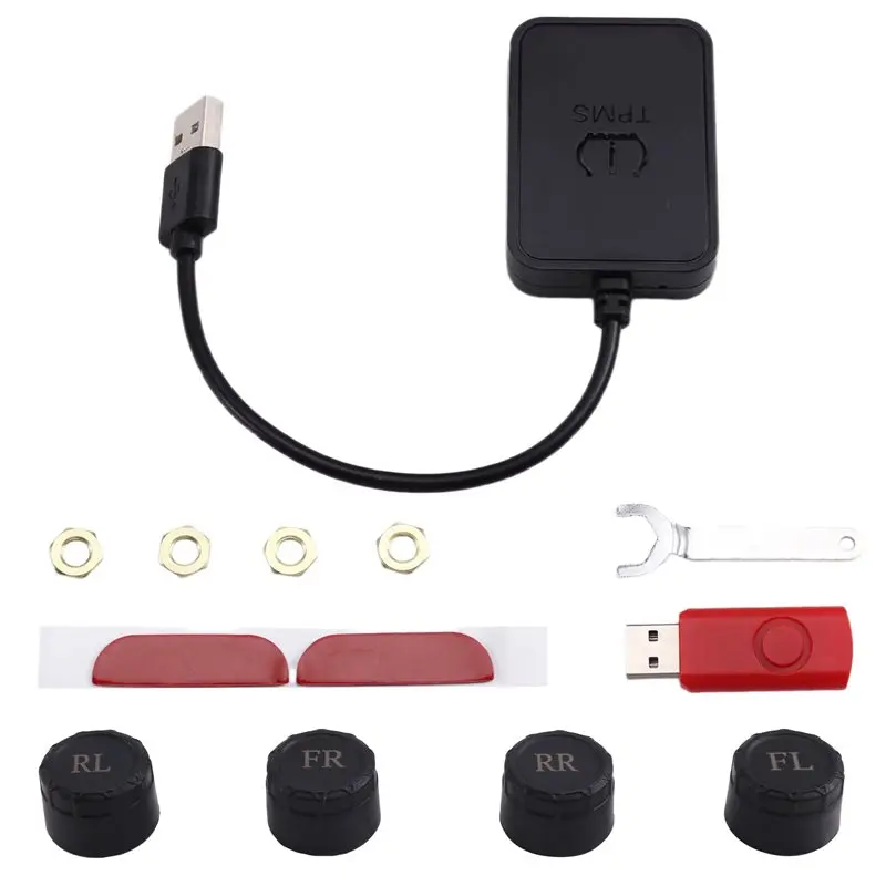External Alarm System For Car Navigation Radio USB Android TPMS Tire Pressure Monitoring System Display Sensors-M54K