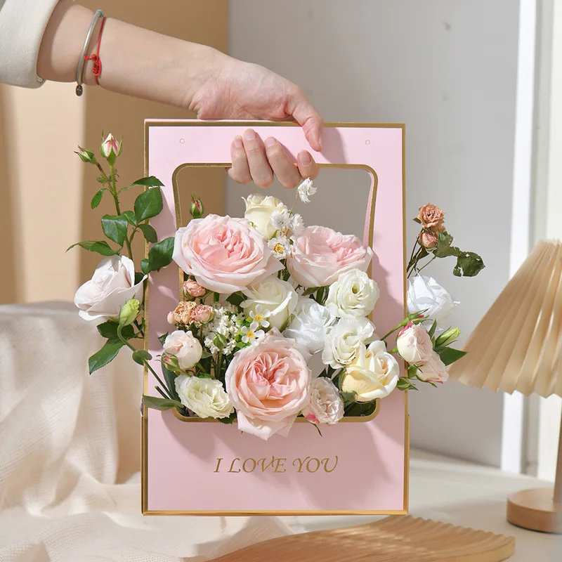 Handheld Flower Box Bouquet Packaging Box Paper Bag Gift Box Flower Shop Wedding Mother'S Day Valentine'S Day Birthday Party