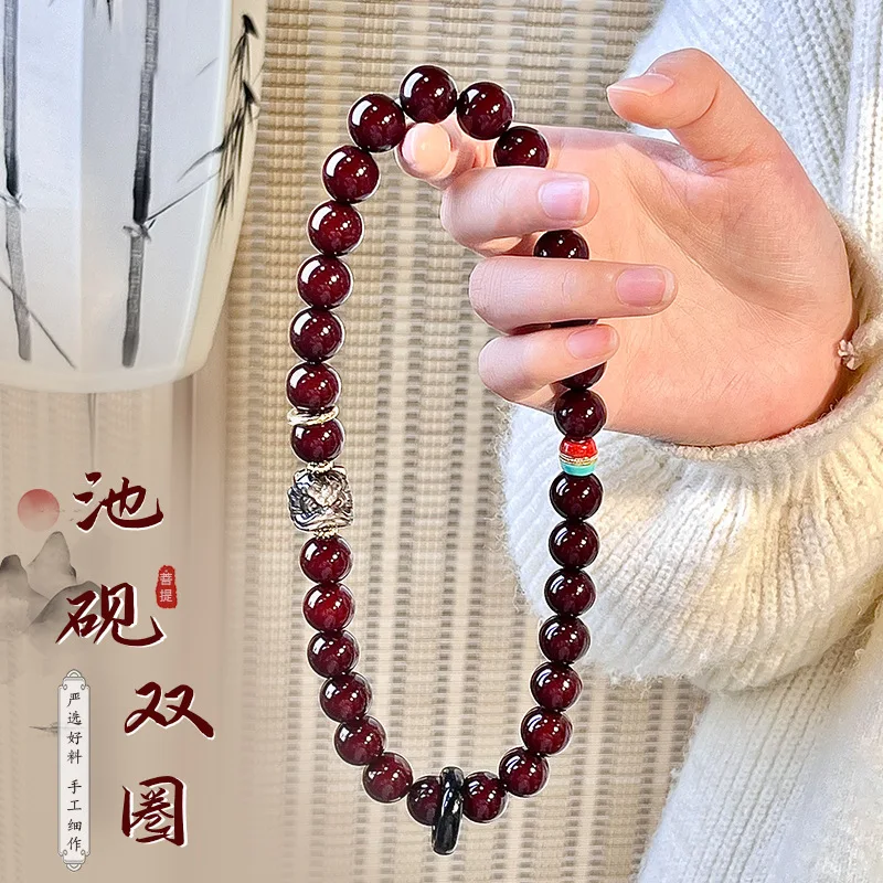 

Natural Bodhi Bead Bracelet Double Circle Men and Women Couple Handheld Crafts Hand Toy Bodhi Seed Prayer Beads Bracelet