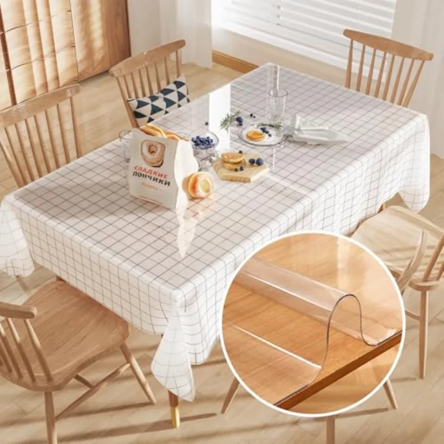 

Crystal Plastic Table Cover Protector Spill Resistant Easy Flat PVC Desk Pad Mat 1.5mm Thick Rectangle Vinyl Table Top Protecto