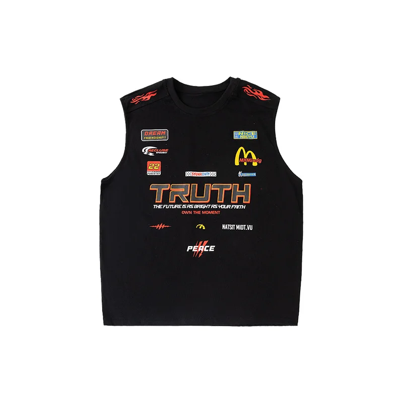 Enfant Kpop Hip Hop vêtements noir imprimé Long débardeur Denim bleu décontracté déchiré jean pantalon pour fille garçon danse porter Costume vêtements