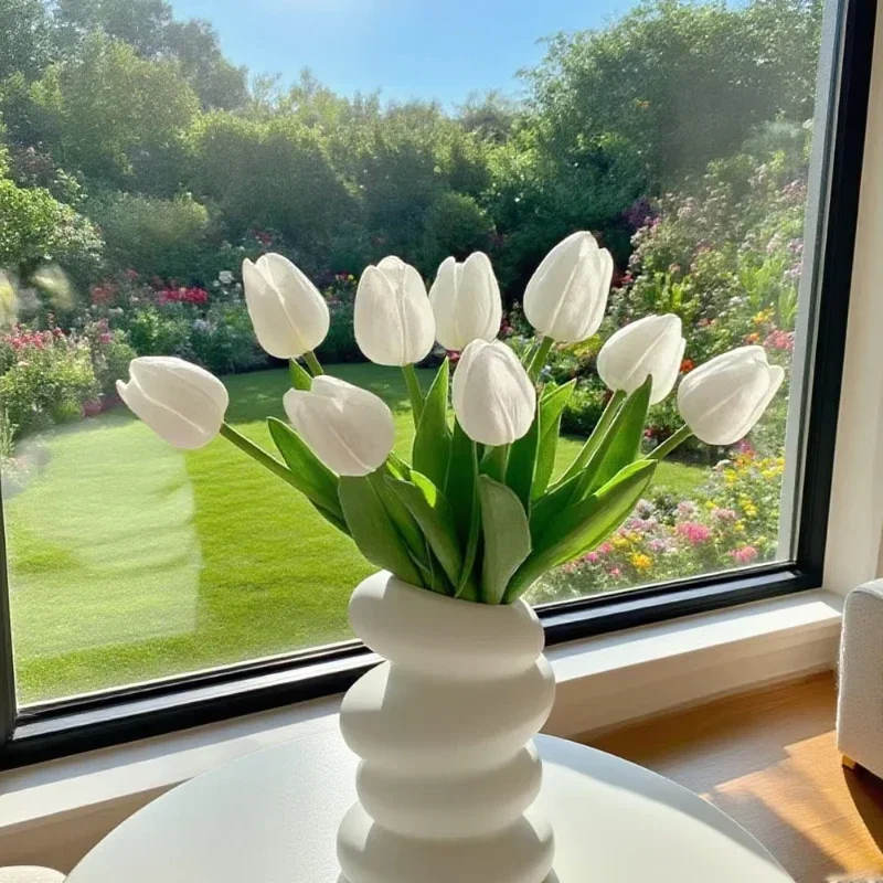 10/20pcs Artificial Tulip Flowers Home Decor Living Room Bedroom Desk Garden Fake Flower Arrangement Spring Color Home Accents