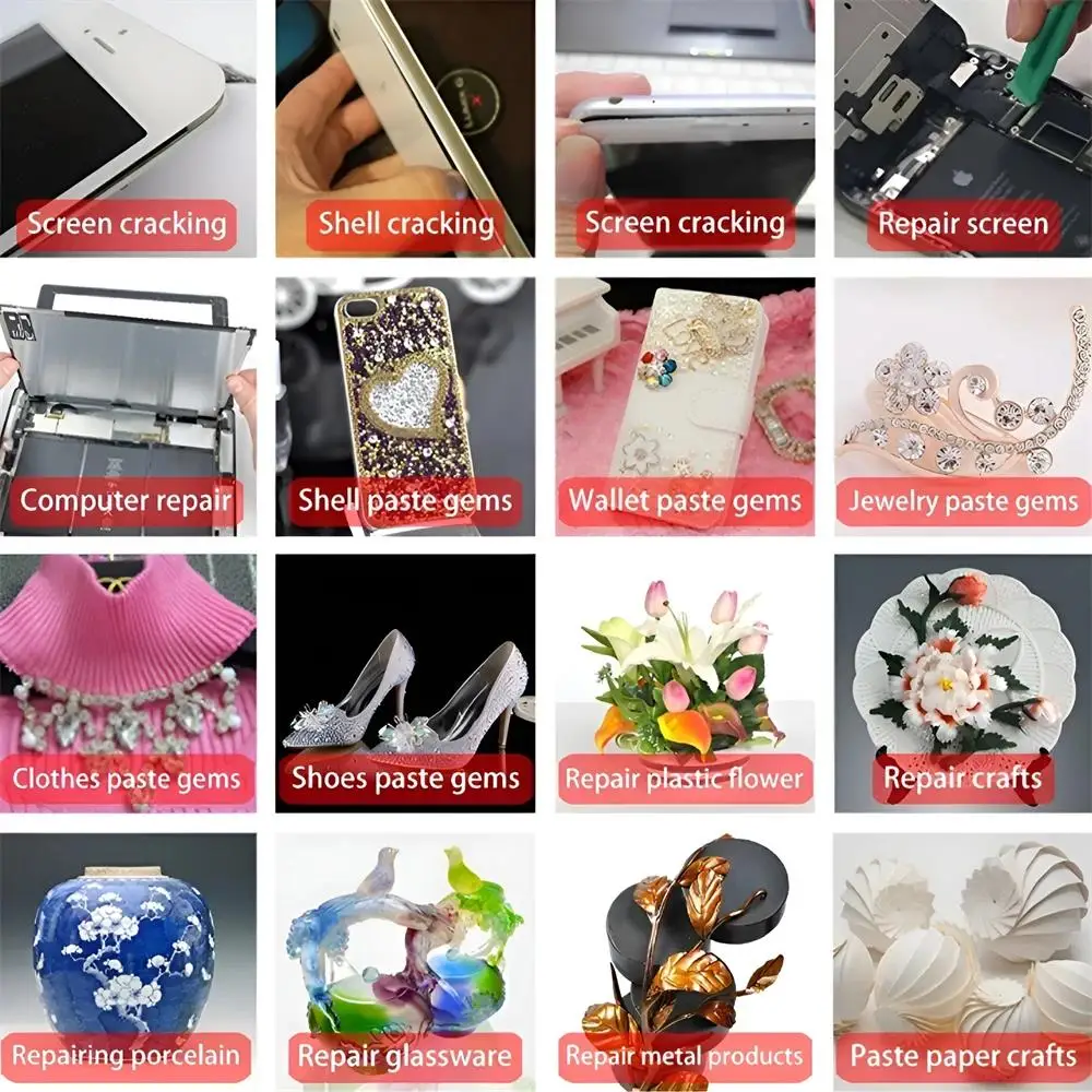 Lem Cair Serbaguna E8000 Perekat Super Kuat untuk Kerajinan Perhiasan, Rhinestone, DIY, Layar Ponsel, Kaca, Gel Kuku 15/50/110ml