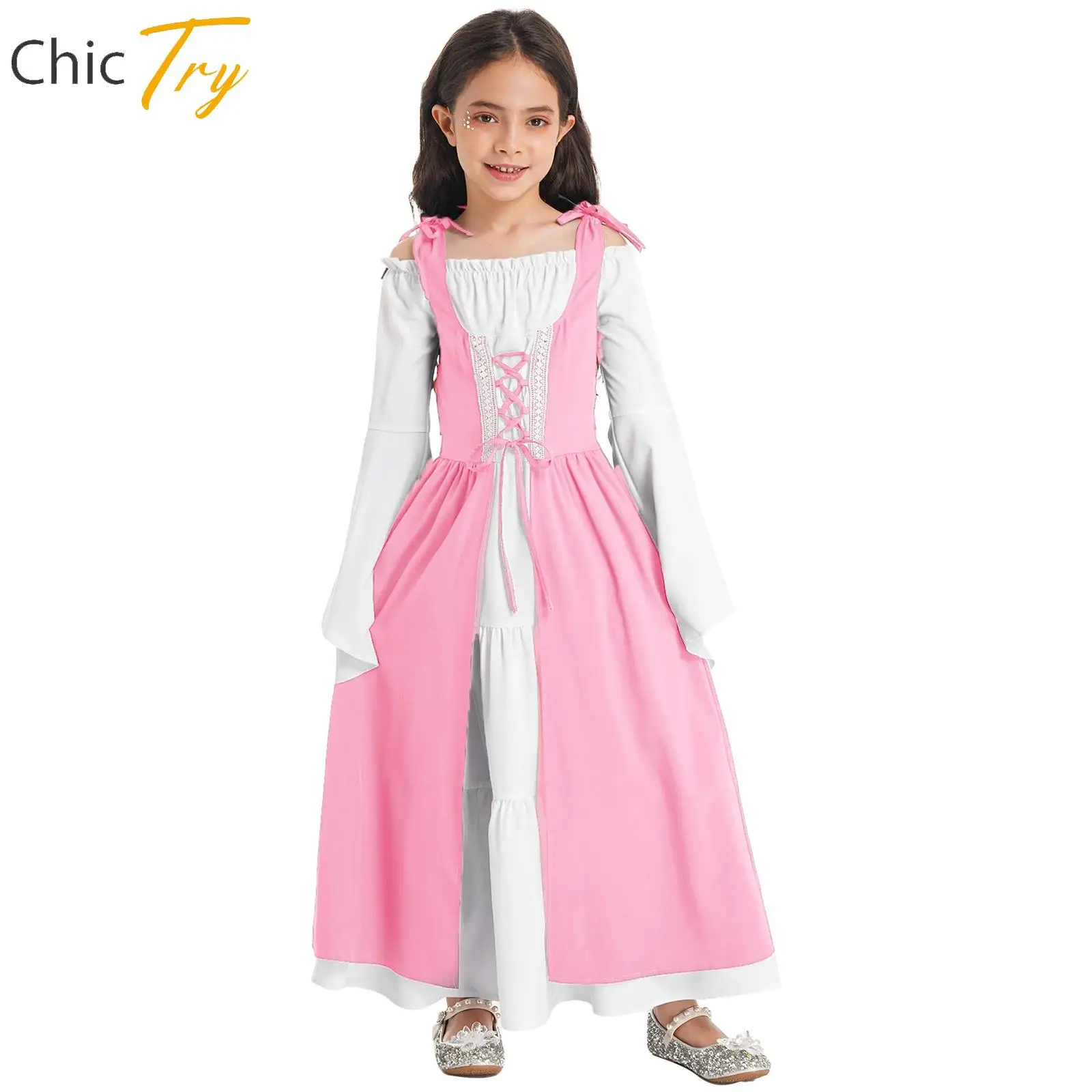 女の子用ハロウィンコスチューム-中世レトロベルベットドレス-プリンセス女王コスプレ衣装-ヴィンテージパーティーバンドドレスアップコスチューム