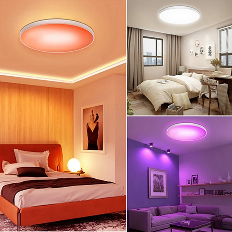 ABKD Smart Ceiling Lamp Wifi Bluetooth Remote Control Rgbcw Dimming Color Ceiling Lamp Simple Three-Proof Ceiling Lamp