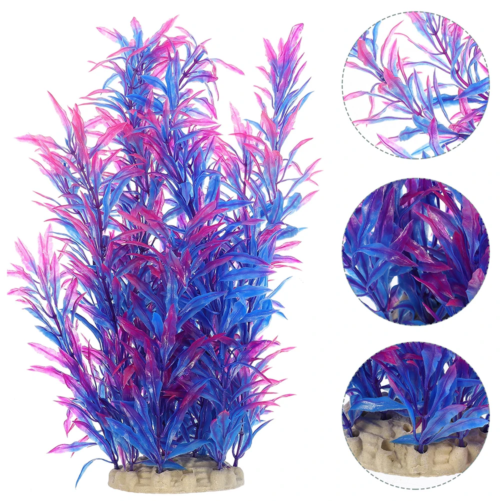 2pcs Water Grass Decor Artificial Aquatic Plants Premium Plastic Fish Tank Supplies For Reptile Terrarium Fake Plants For Betta