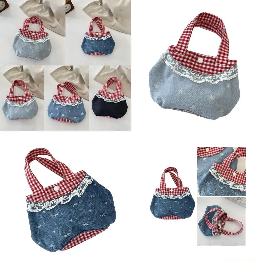 

X90d Корейский стиль сладкий кружевной отделчик верхняя ручка с уникальным цветовым блоком дизайн просторная внутренняя сумочка