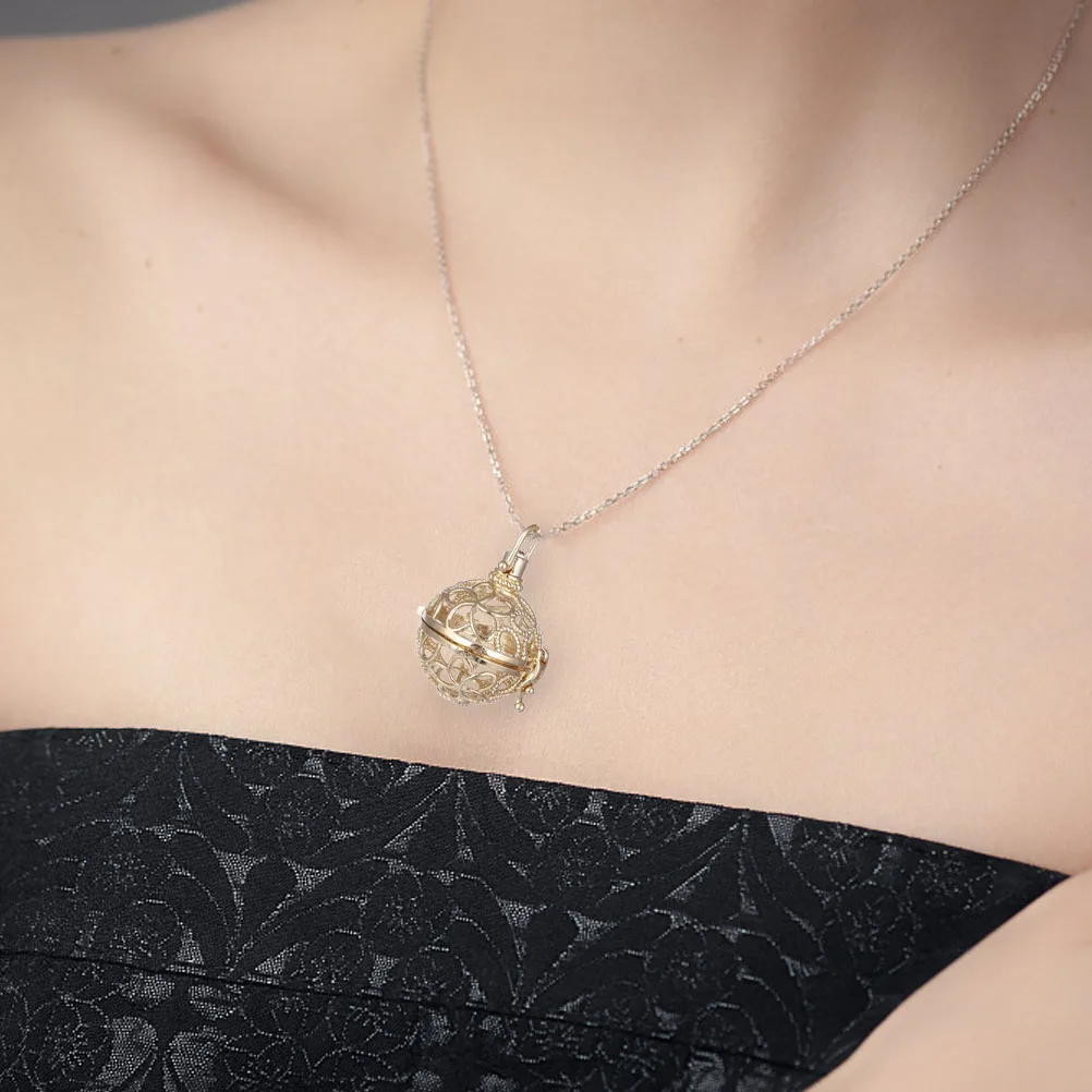 

5Pcs Aromatherapy Essential Oil Diffuser Necklace Pendant Hollow Flower Locket Gold Adjustable Color Balls Unique Gift