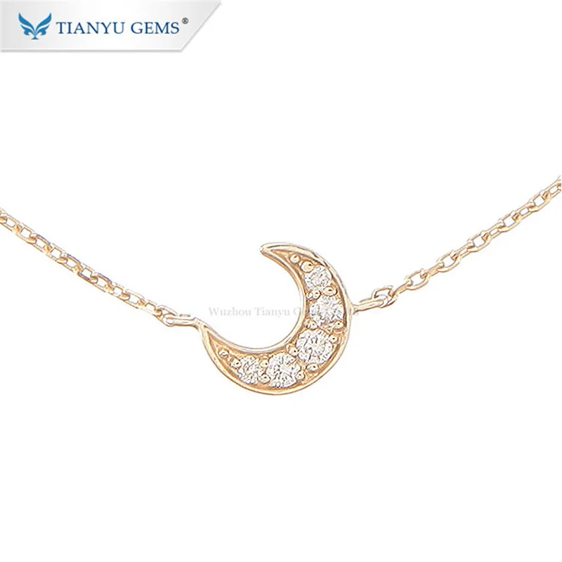 Tianyu Gems Custom 14K 18K Solid Gold Moon Chain Bracelets Sparkle Moissanite Diamonds Charming Bracelet for Women Fine Jewelry