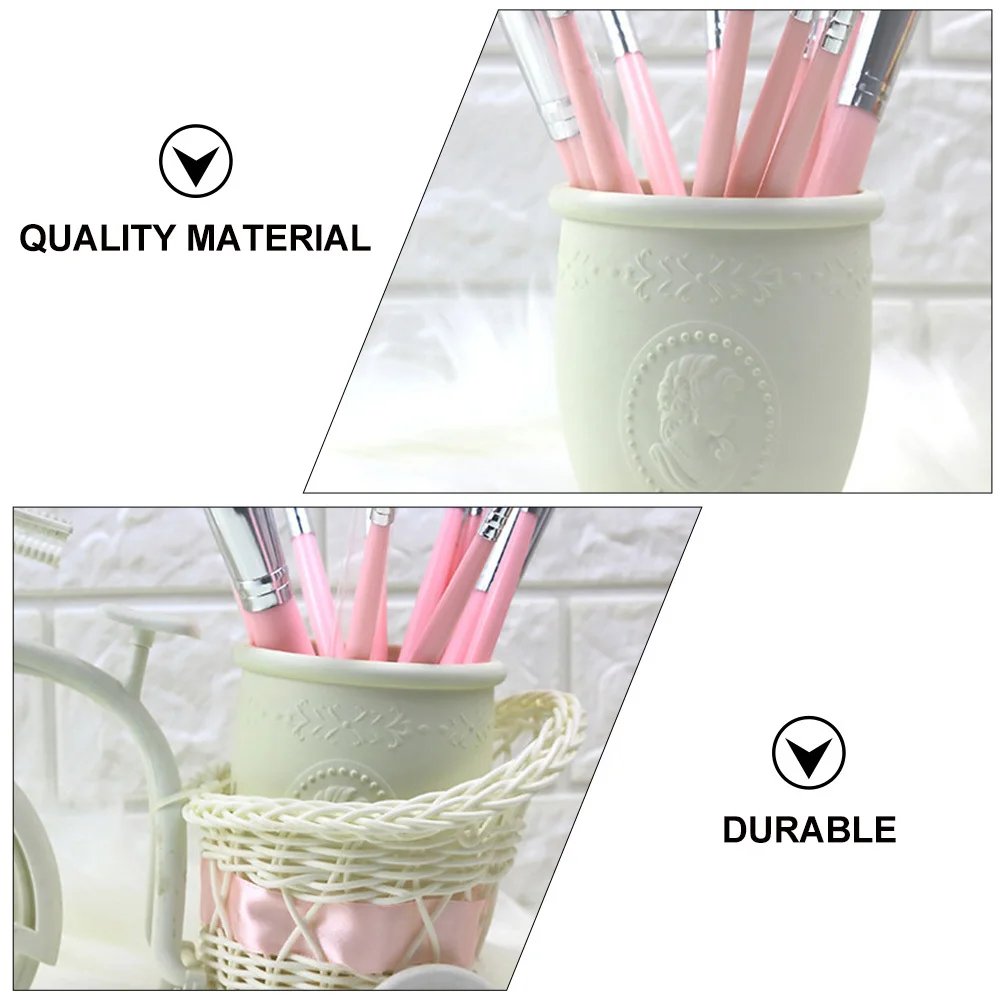 1Pcs Makeup Brush Storage Holder Premium Creative Desktop Organizer for Pens Cosmetics Sundries European Embossed Design