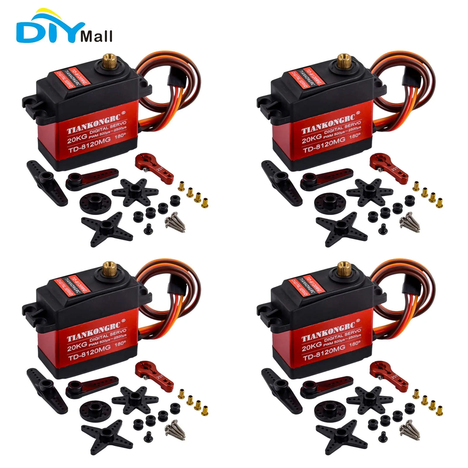 

20KG Waterproof Digital Coreless Servo TD-8120MG Large Torque RC Digital Servo for RC Robot Car (4PCS)