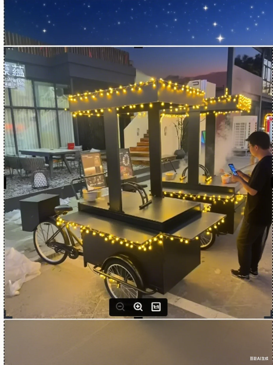 Small cart ice powder, creative multi-functional tricycle outdoor stall car display sales car mobile snacks upside down donkey