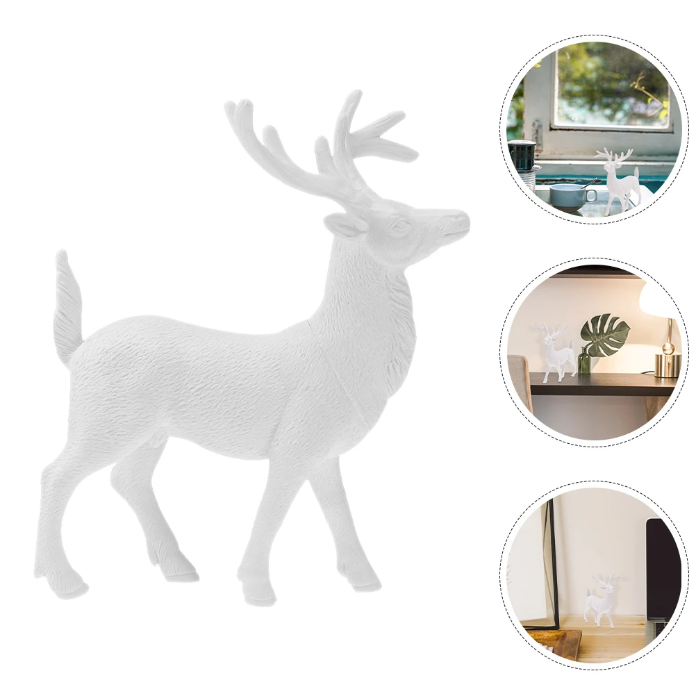 

5Pcs Christmas Reindeer Ornaments White Plastic Elk Sculptures 14Cm Miniature Xmas Deer Statue Festive Decor Deer Statues