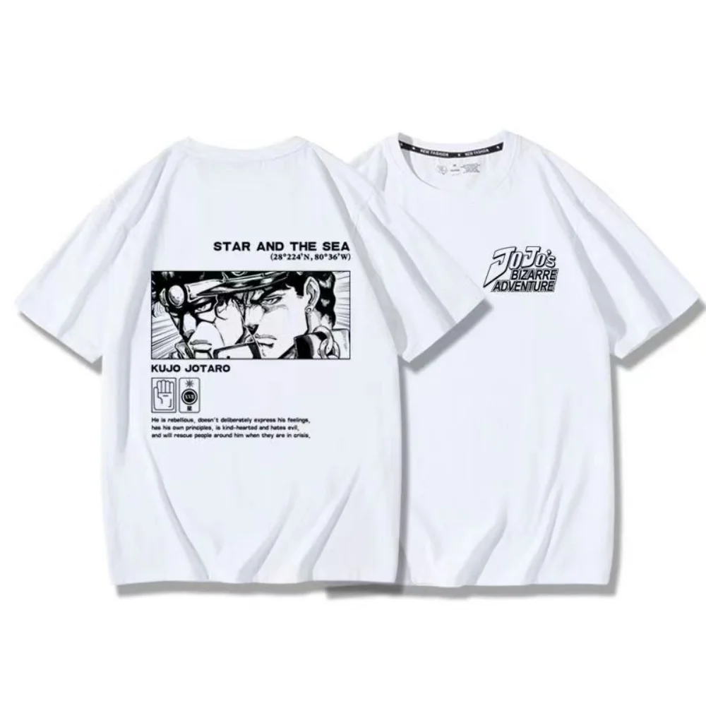 Kujo Jotaro Anime T-shirt JoJo’s Bizarre Adventure Manga Graphic Men Cotton Short Sleeve Tee Women