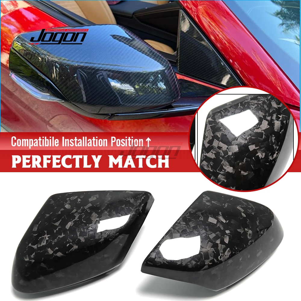 

2PCS Forged Carbon Fibre Car Rear View Mirror Caps Cover Sticker Trim For Corvette C8 Z51 2020-2023 Exterior Accessories