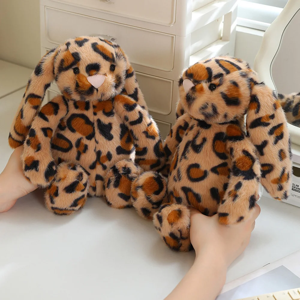 Leopard Print Bunny Plush Toys Soft Stuffed Rabbit Long Floppy Ear Kawaii Plushie Pillow For Girls Birthday Gifts Home Decor
