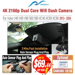 Realsun 4K 2160P Car DVR Dual Core Novatek 96670 Wifi Dash Camera Video Recorder For Volvo V40 V60 V90 S60 S90 XC40 XC60 XC90