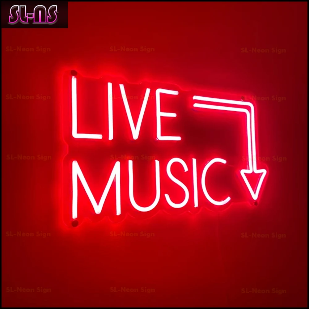 

Live music decoration neon sign Bar neon light Live music studio neon led sign for living room bedroom decoration 50 x 25 cm