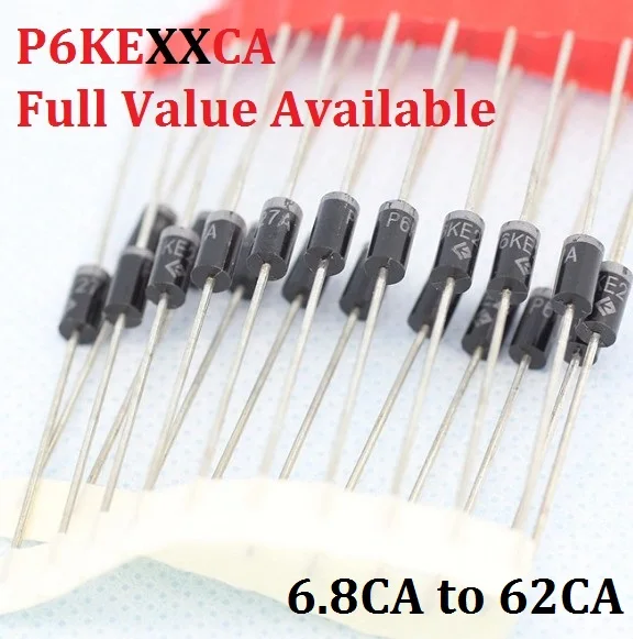 20PCS P6KE6.8CA P6KE8.2CA P6KE10CA P6KE12CA P6KE13CA P6KE15CA 15CA 13CA 12CA 10CA 8CA2 8.2CA 6CA8 6.8CA TVS Diode P6KE