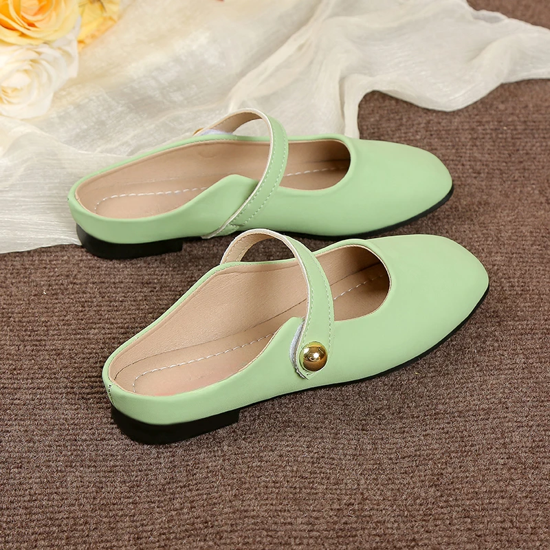 

Baotou/тапочки на низком каблуке, новые летние туфли с квадратной головкой и металлической пряжкой, мягкая подошва, противоскользящие износостойкие туфли на квадратном каблуке