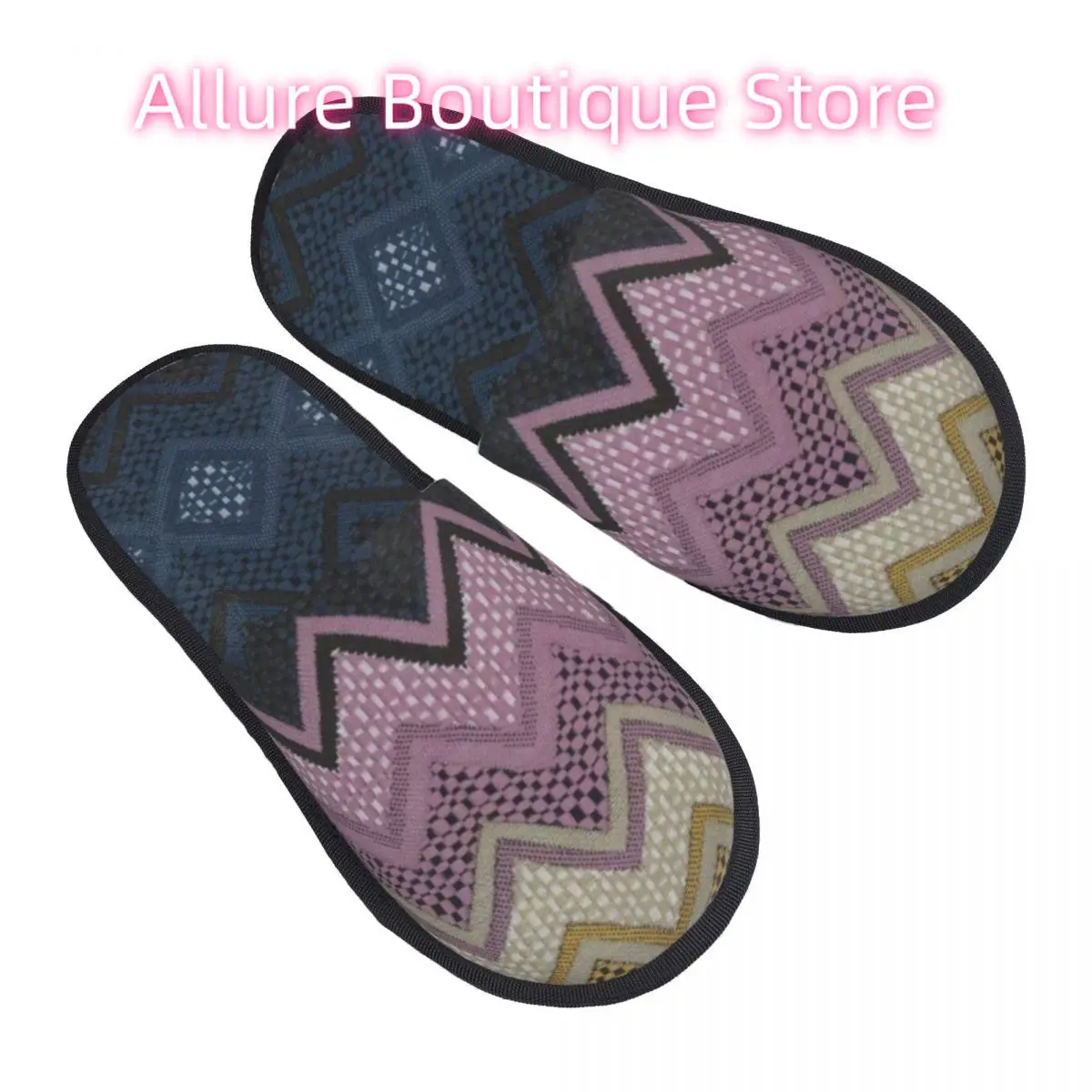 

Женские домашние тапочки с красочным зигзагообразным принтом на заказ, мягкие теплые пушистые тапочки из зигзагообразной пены с эффектом памяти, домашняя уличная обувь