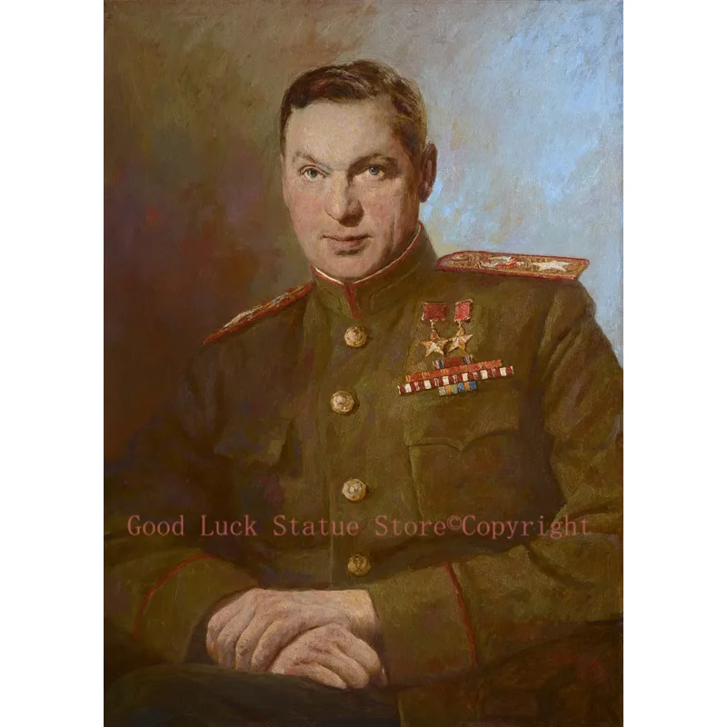 

100% Handpainted oil painting World War II General Portrait of Soviet Russia General Konstantin Konstantinovich Rokossovsky art