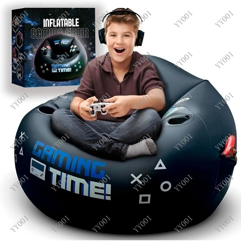 

Inflatable Gaming Chair with Cup Holder & Side Pocket Portable Inflatable Sofa for Gamer