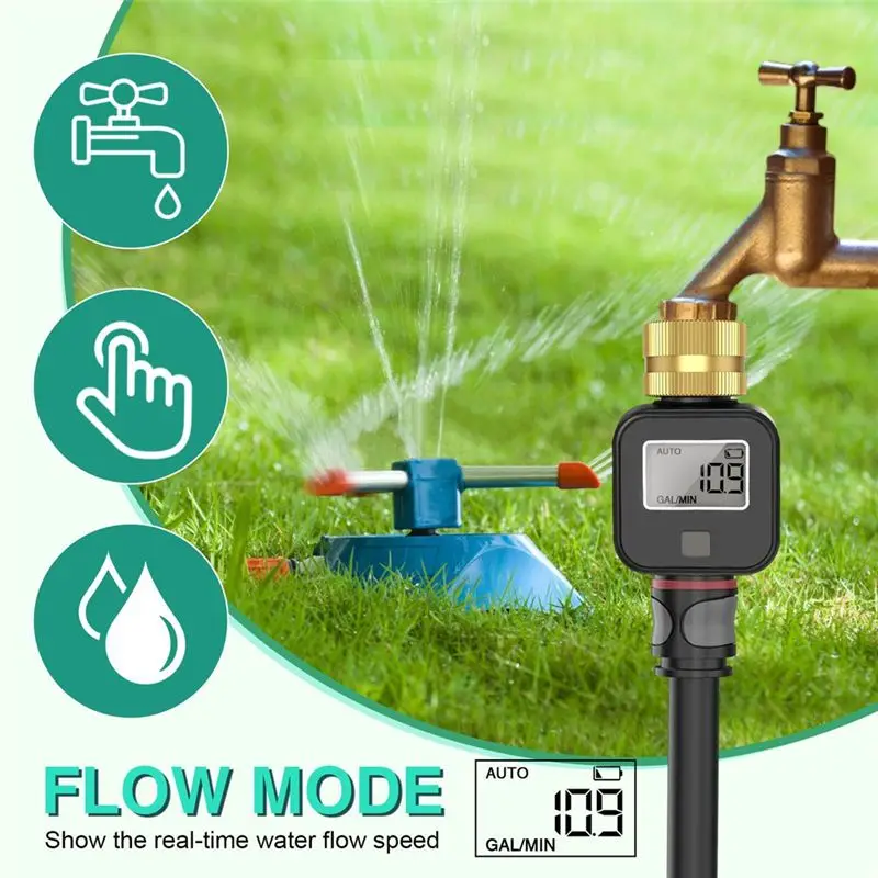 A96K-Digital Water Flow Meter Water Flow Meter With Brass Metal Thread For RV Water Tank Filling
