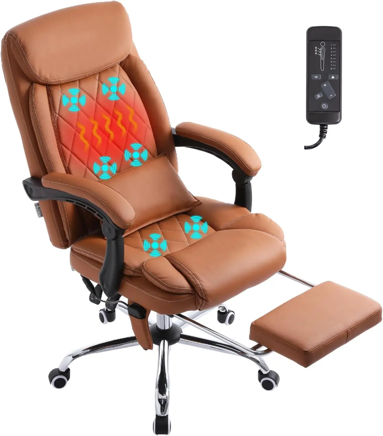 Executive Massage Office Chair with Heated,45°Reclining Ergonomic Office Chair with Footrest,High Back Computer Desk Chair