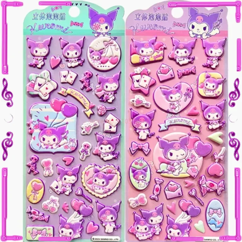 

4 Kuromi 3D Bubble Foam Stickers Cute Phone Cases Water Cup Decorations DIY Stickers Student Gifts