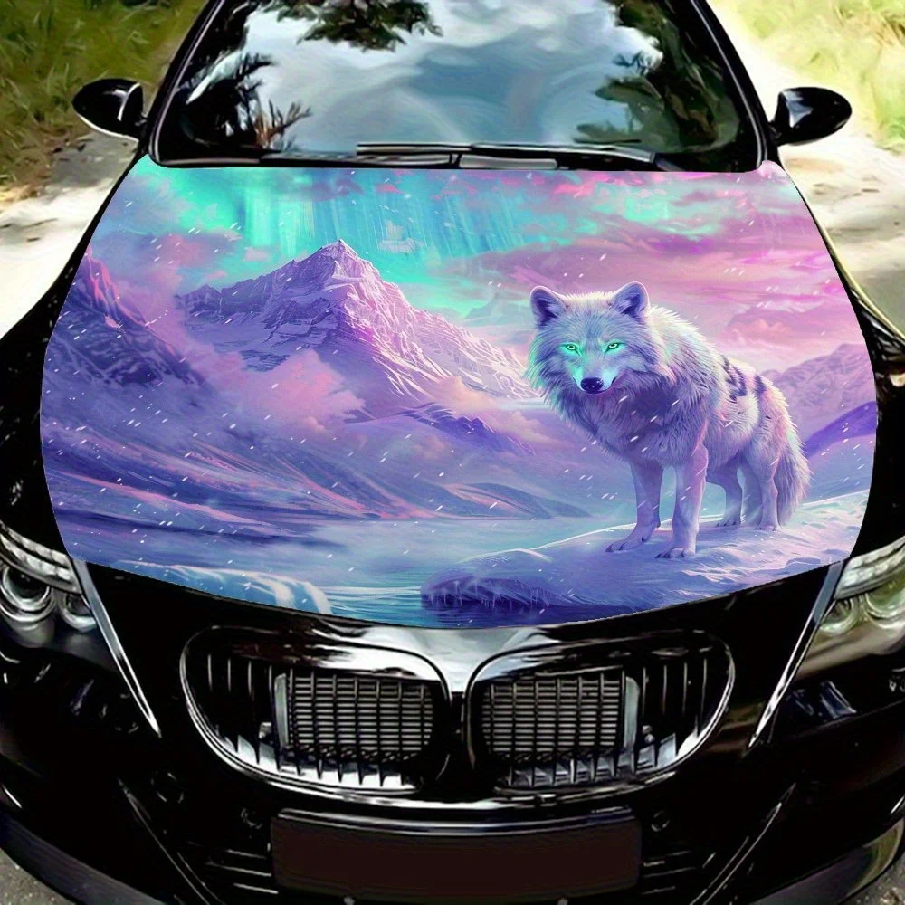 

Наклейка на капот автомобиля Aurora White Wolf - виниловая наклейка премиум-класса для индивидуальной настройки внешней части автомобиля, прочная виниловая пленка из ПВХ для автомобиля